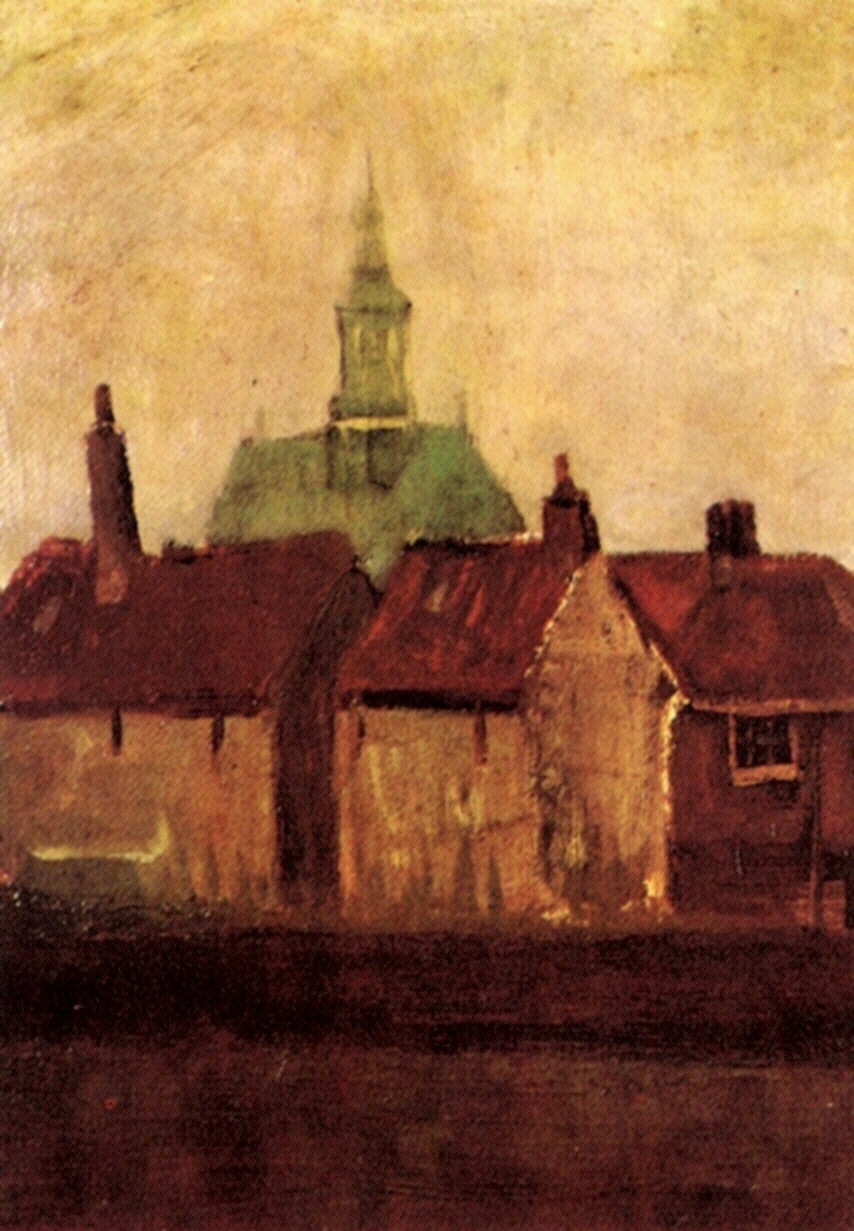 Cluster of Old Houses with the New Church in The Hague